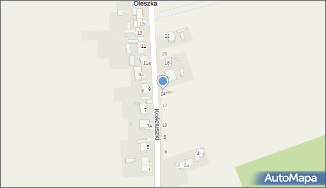 Oleszka, Kościuszki Tadeusza, gen., 14, mapa Oleszka