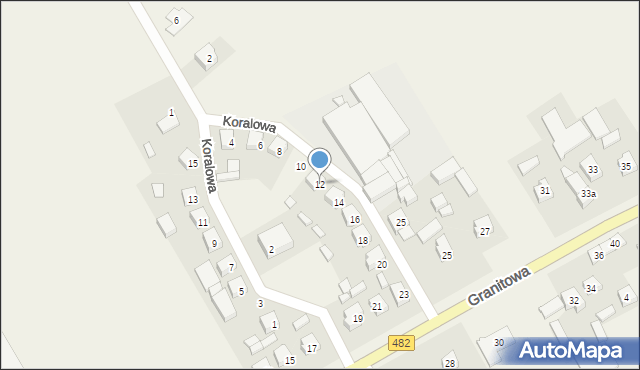 Olszowa, Koralowa, 12, mapa Olszowa