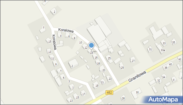 Olszowa, Koralowa, 14, mapa Olszowa