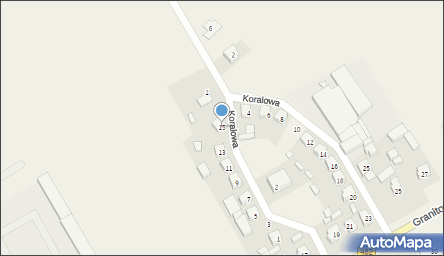 Olszowa, Koralowa, 15, mapa Olszowa