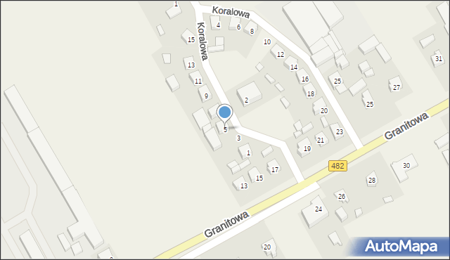 Olszowa, Koralowa, 5, mapa Olszowa