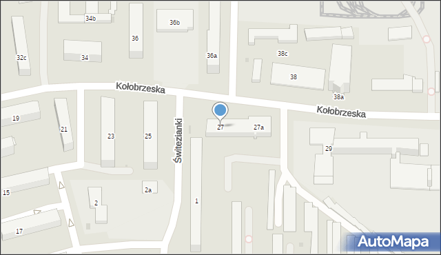 Olsztyn, Kołobrzeska, 27, mapa Olsztyna