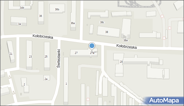 Olsztyn, Kołobrzeska, 27a, mapa Olsztyna