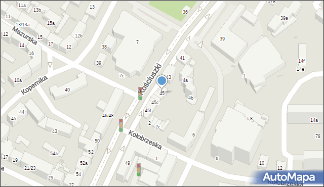 Olsztyn, Kościuszki Tadeusza, gen., 45, mapa Olsztyna