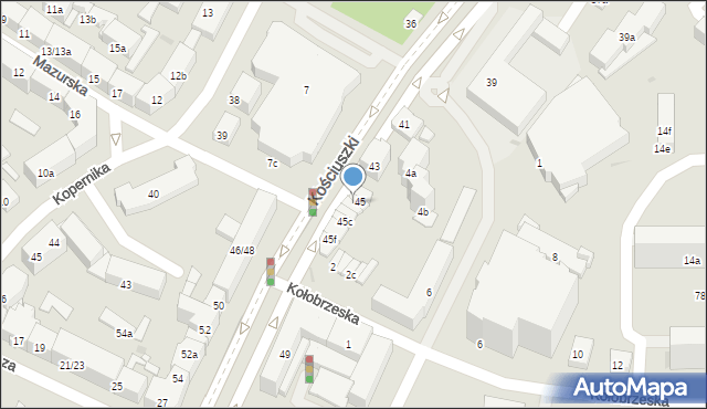 Olsztyn, Kościuszki Tadeusza, gen., 45a, mapa Olsztyna