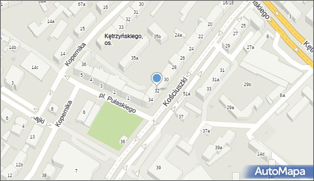 Olsztyn, Kościuszki Tadeusza, gen., 32, mapa Olsztyna