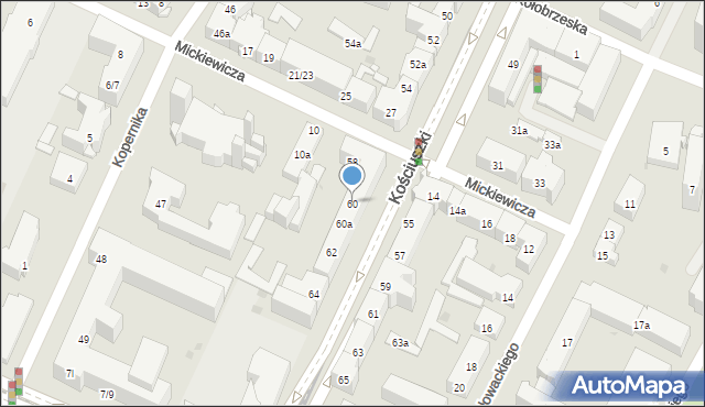 Olsztyn, Kościuszki Tadeusza, gen., 60, mapa Olsztyna