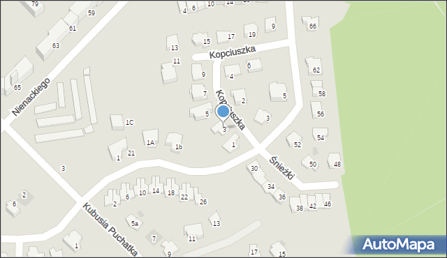 Olsztyn, Kopciuszka, 3, mapa Olsztyna