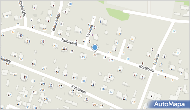 Olsztyn, Koralowa, 21, mapa Olsztyna