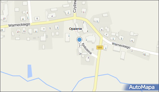 Opalenie, Kościelna, 2, mapa Opalenie
