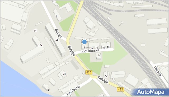 Opole, Konduktorska, 1, mapa Opola