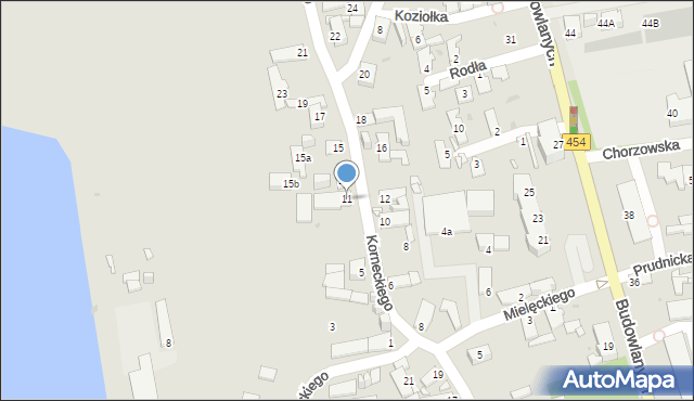 Opole, Korneckiego Michała, ks., 11, mapa Opola