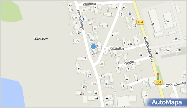 Opole, Korneckiego Michała, ks., 22, mapa Opola