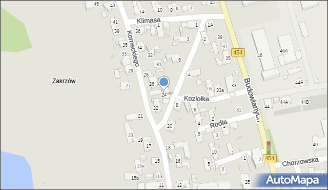 Opole, Korneckiego Michała, ks., 24, mapa Opola