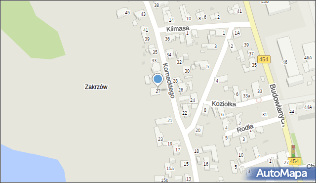 Opole, Korneckiego Michała, ks., 27, mapa Opola