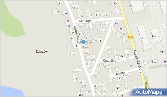 Opole, Korneckiego Michała, ks., 28, mapa Opola