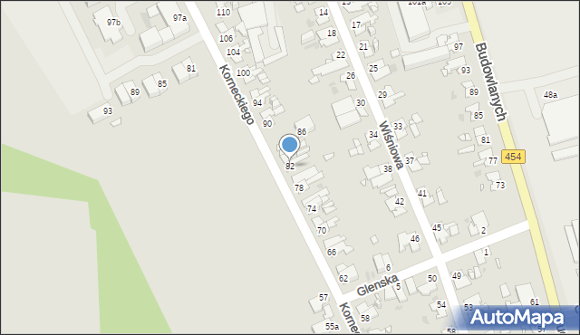 Opole, Korneckiego Michała, ks., 82, mapa Opola