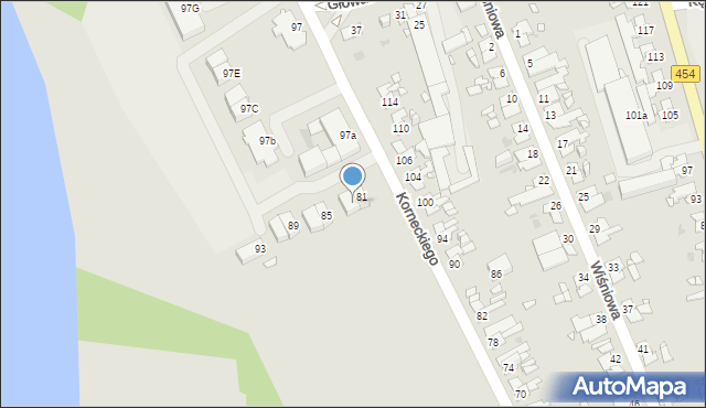 Opole, Korneckiego Michała, ks., 83, mapa Opola