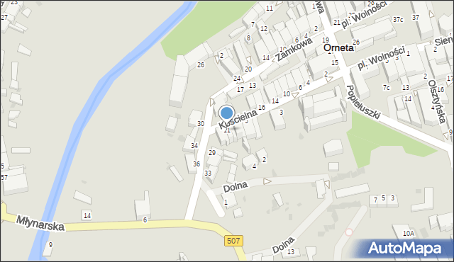 Orneta, Kościelna, 11, mapa Orneta