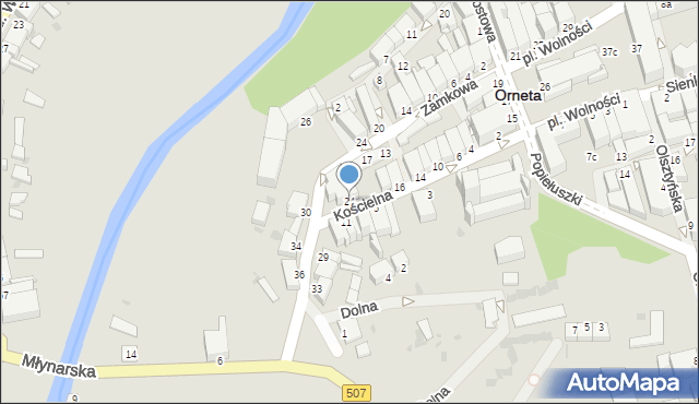 Orneta, Kościelna, 24, mapa Orneta