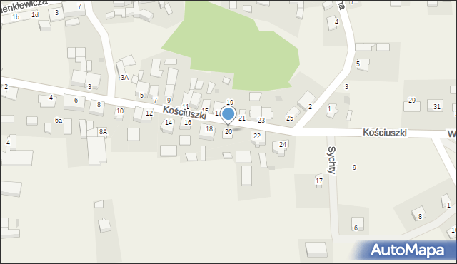 Osie, Kościuszki Tadeusza, gen., 20, mapa Osie