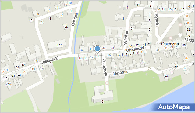 Osieczna, Kościuszki Tadeusza, gen., 11, mapa Osieczna