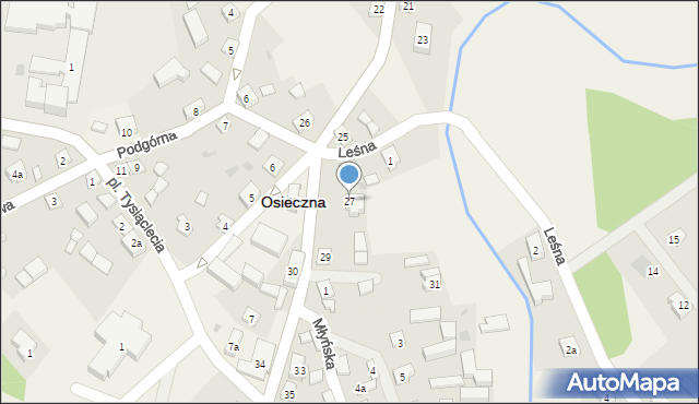 Osieczna, Kościuszki Tadeusza, gen., 27, mapa Osieczna