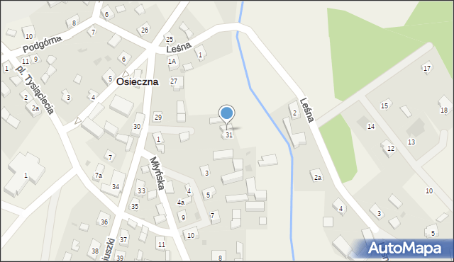 Osieczna, Kościuszki Tadeusza, gen., 31a, mapa Osieczna