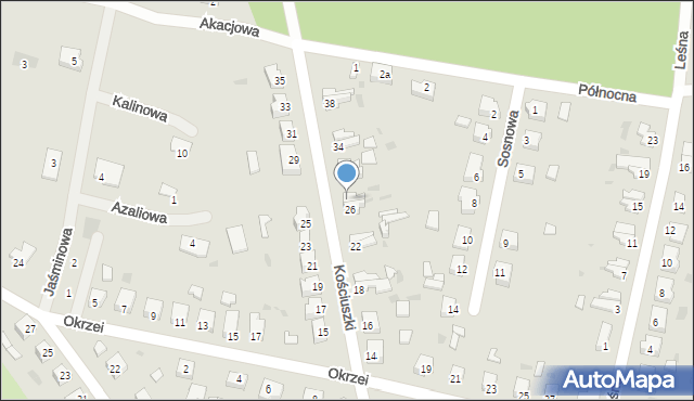 Ośno Lubuskie, Kościuszki Tadeusza, gen., 28, mapa Ośno Lubuskie