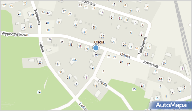 Osola, Kolejowa, 25, mapa Osola