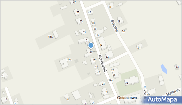 Ostaszewo, Kościuszki Tadeusza, gen., 49, mapa Ostaszewo