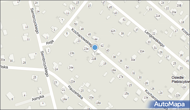 Ostróda, Kochanowskiego Jana, 21a, mapa Ostróda