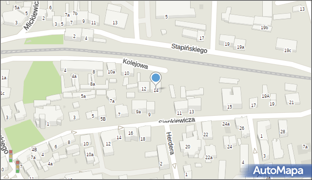 Ostróda, Kolejowa, 14, mapa Ostróda