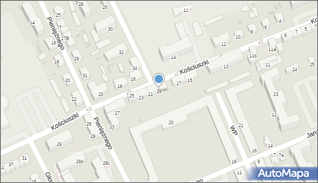 Ostróda, Kościuszki Tadeusza, gen., 19, mapa Ostróda