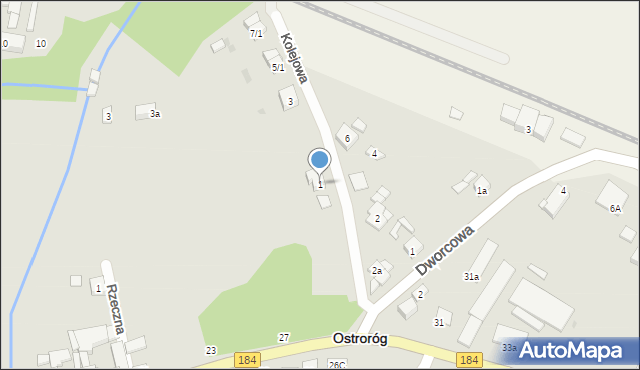 Ostroróg, Kolejowa, 1, mapa Ostroróg