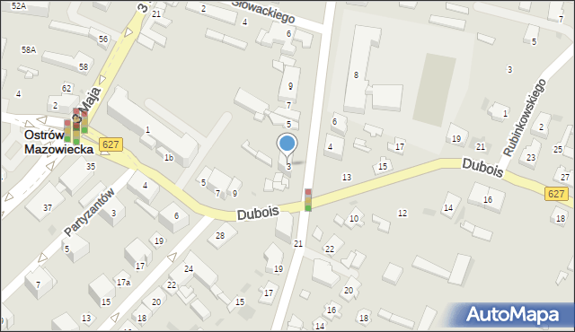 Ostrów Mazowiecka, Kościuszki Tadeusza, gen., 3, mapa Ostrów Mazowiecka