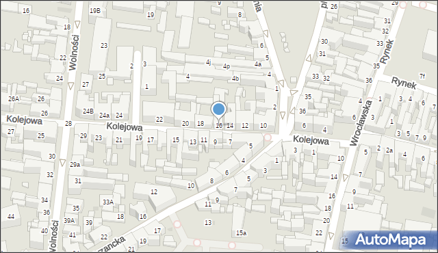 Ostrów Wielkopolski, Kolejowa, 16, mapa Ostrów Wielkopolski