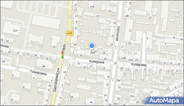 Ostrów Wielkopolski, Kolejowa, 26A, mapa Ostrów Wielkopolski