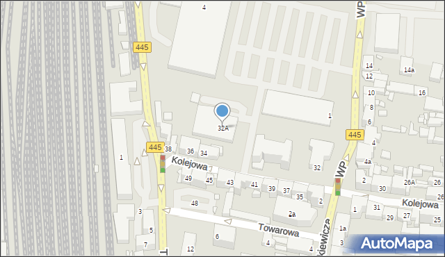 Ostrów Wielkopolski, Kolejowa, 32A, mapa Ostrów Wielkopolski