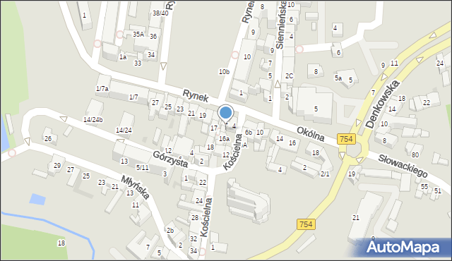 Ostrowiec Świętokrzyski, Kościelna, 16d, mapa Ostrowiec Świętokrzyski