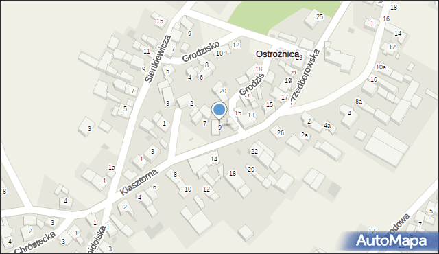 Ostrożnica, Kościelna, 9, mapa Ostrożnica