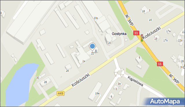 Ostrzeszów, Kościuszki Tadeusza, gen., 22, mapa Ostrzeszów