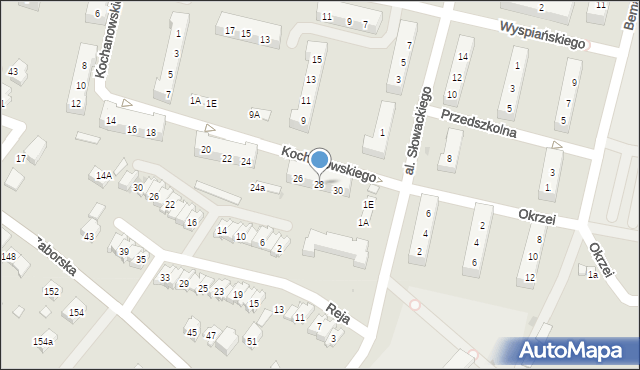 Oświęcim, Kochanowskiego Jana, 28, mapa Oświęcimia