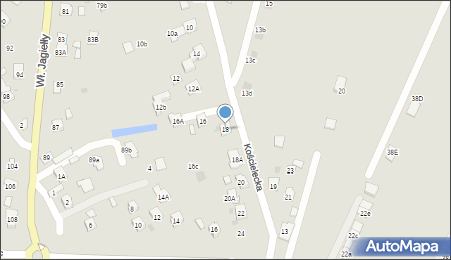 Oświęcim, Kościelecka, 18, mapa Oświęcimia