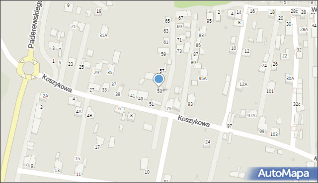 Oświęcim, Koszykowa, 53, mapa Oświęcimia