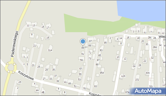 Oświęcim, Koszykowa, 63, mapa Oświęcimia