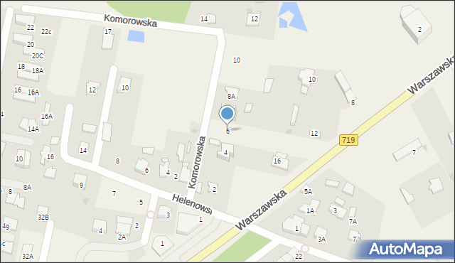 Otrębusy, Komorowska, 6, mapa Otrębusy