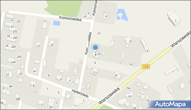 Otrębusy, Komorowska, 8, mapa Otrębusy