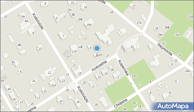 Otwock, Kościelna, 25, mapa Otwock