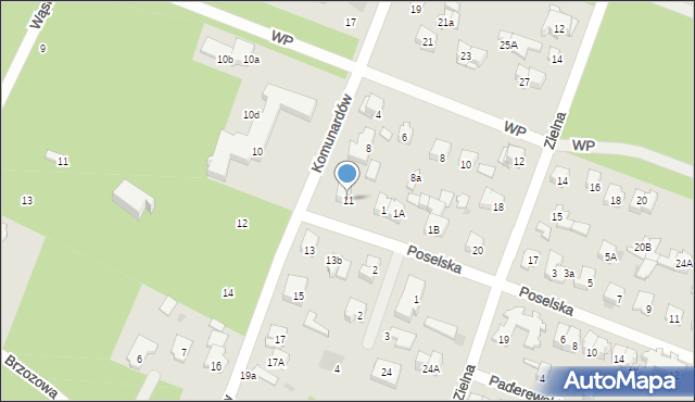 Otwock, Komunardów, 11, mapa Otwock